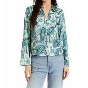 Drew - Celine Paisley Shirt NWT Size Small Turquoise